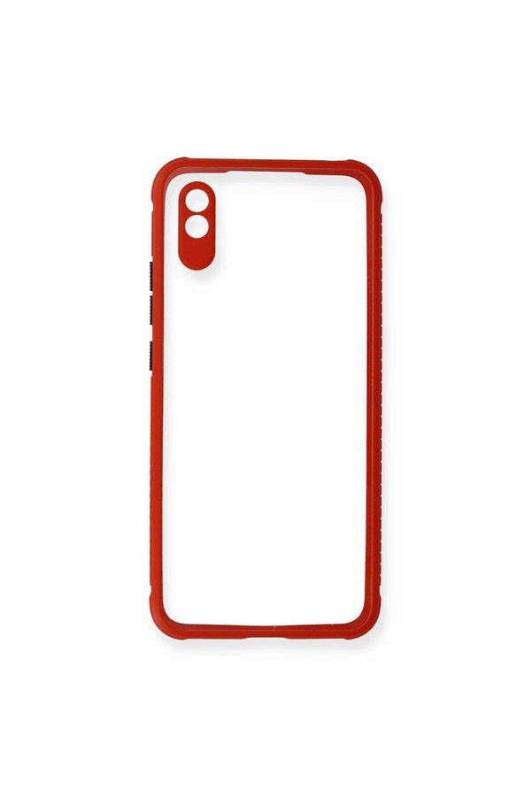 Evimdeyokyok Xiaomi Redmi 9A Kılıf Miami Şeffaf Silikon - Kırmızı