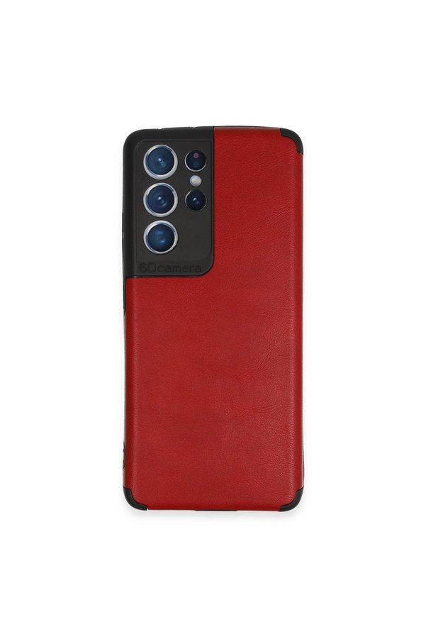 Evimdeyokyok Samsung Galaxy S21 Ultra Kılıf Loop Deri Silikon - Kırmızı