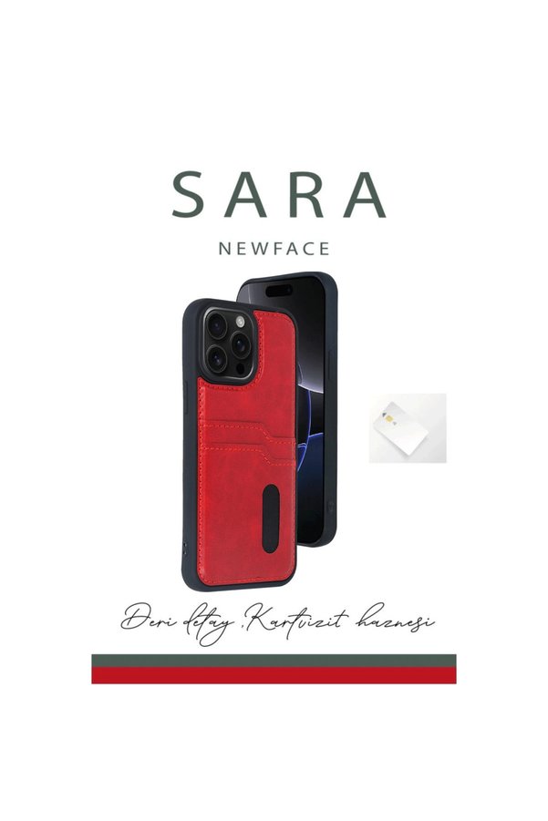 Evi̇mdeyokyok Apple İphone 15 Pro Max Kılıf Sara Kartvi̇zi̇tli̇ Deri̇ Kılıf - Si̇yah