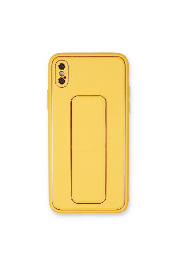 Evimdeyokyok Apple İphone Xs Max Kılıf Coco Deri Standlı Kapak - Sarı