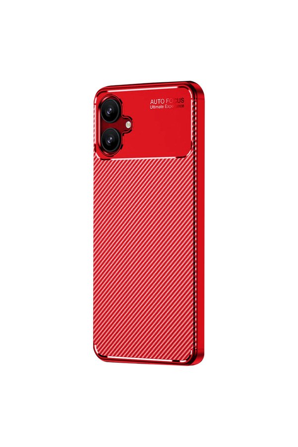 Evi̇mdeyokyok Samsung Galaxy A06 Kılıf Auto Focus Karbon Kapak - Kırmızı