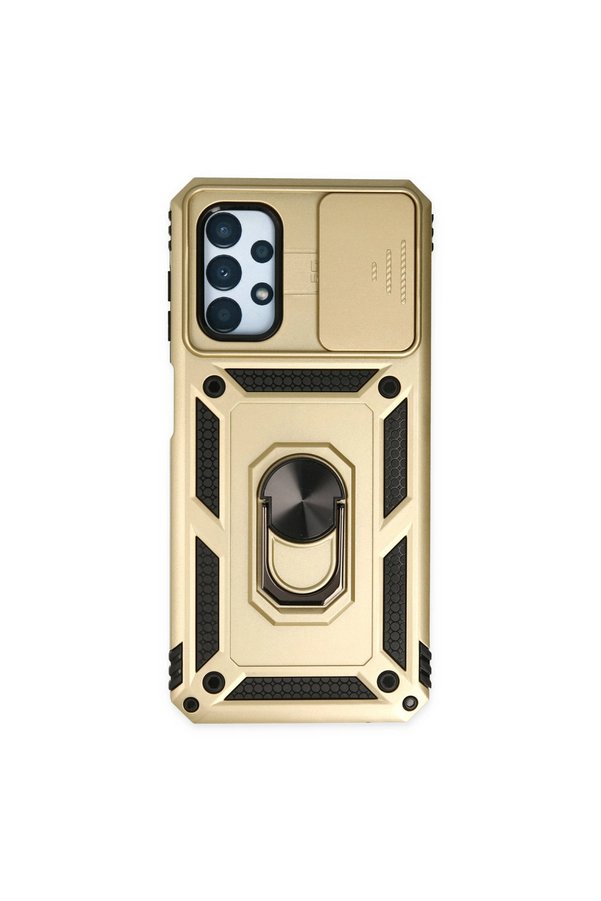 Evimdeyokyok Samsung Galaxy A33 5G Kılıf Pars Lens Yüzüklü Silikon - Gold