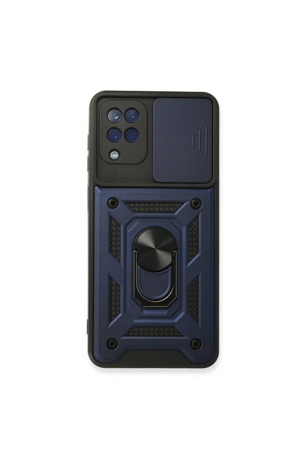 Evimdeyokyok Samsung Galaxy A22 Kılıf Pars Lens Yüzüklü Silikon - Lacivert