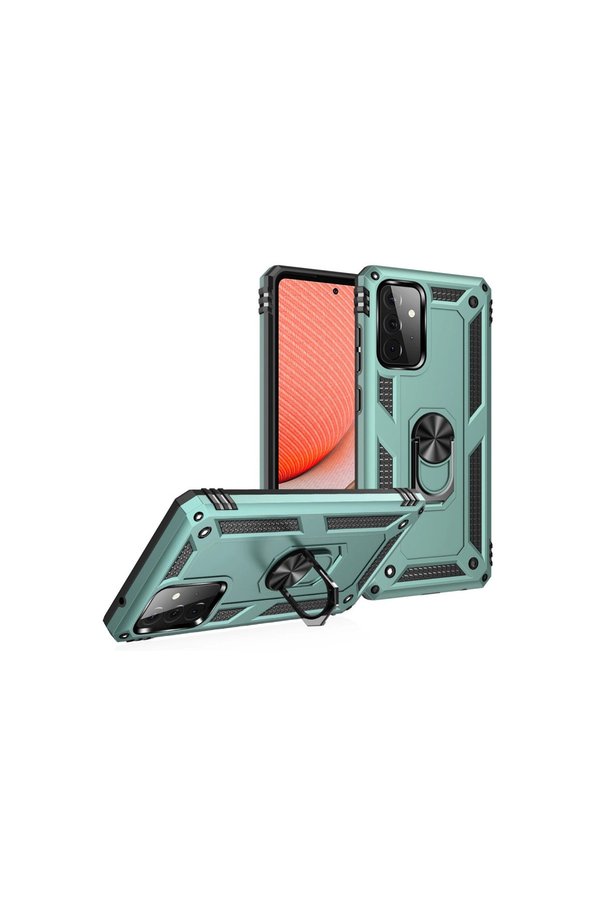 Evimdeyokyok Samsung Galaxy A72 Kılıf Sofya Yüzüklü Silikon Kapak - Yeşil