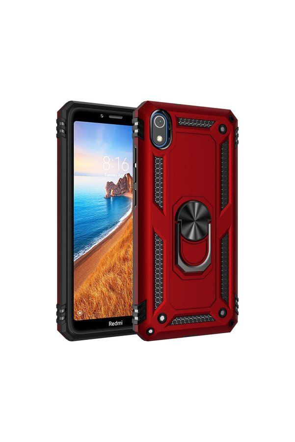 Evimdeyokyok Xiaomi Redmi 7A Kılıf Sofya Yüzüklü Silikon Kapak - Kırmızı