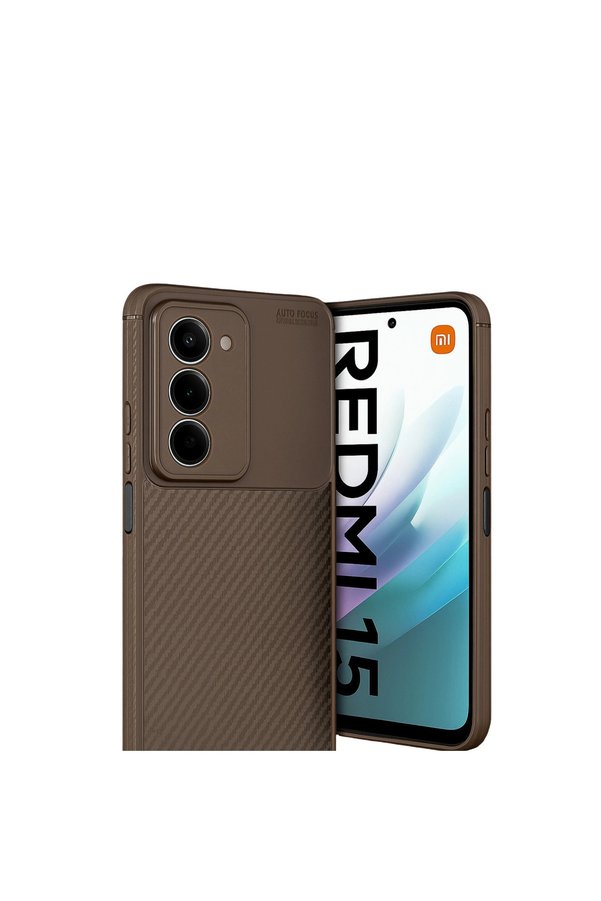 Evi̇mdeyokyok Xi̇aomi̇ Redmi̇ 15 4G Auto Focus Karbon Kapak - Kahverengi̇