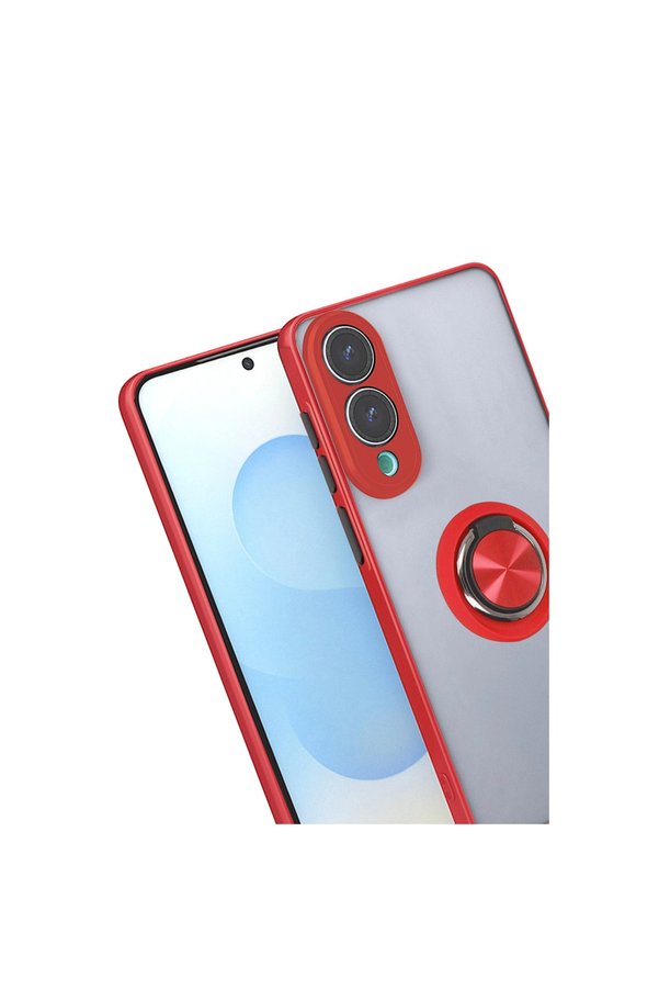 Evi̇mdeyokyok Samsung Galaxy S25 Edge Kılıf Montreal Yüzüklü Si̇li̇kon Kapak - Kırmızı