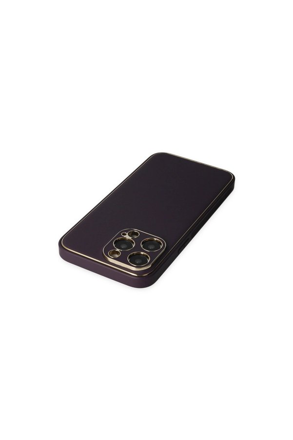 Evimdeyokyok Apple İphone 13 Pro Max Kılıf Coco Deri Silikon Kapak - Derin Mor