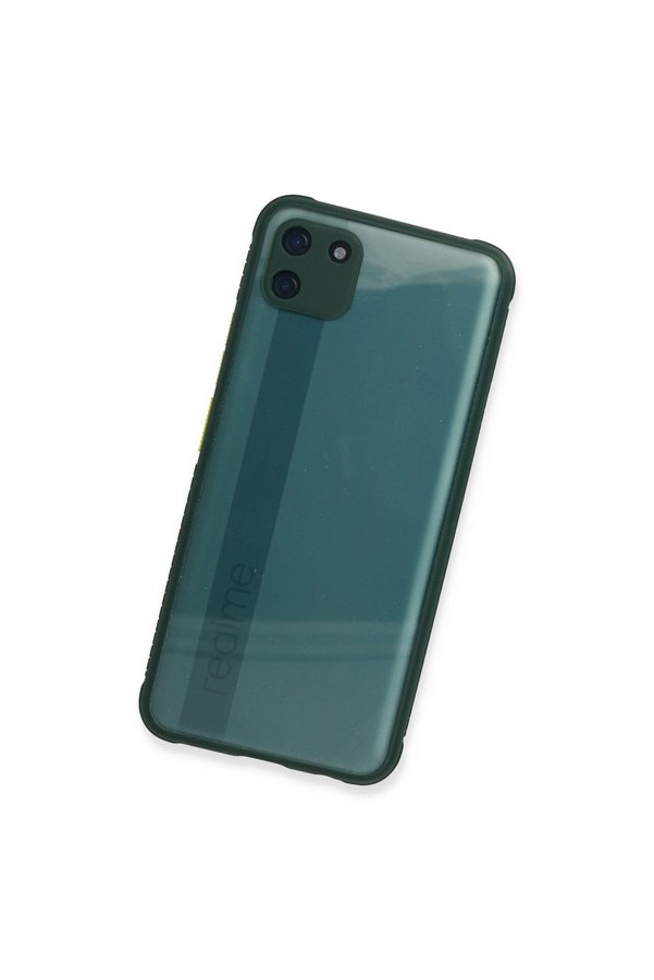 Evi̇mdeyokyok Realme C11 Kılıf Mi̇ami̇ Şeffaf Si̇li̇kon - Koyu Yeşi̇l
