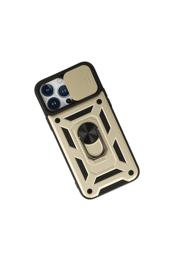 Evi̇mdeyokyok Apple İphone 13 Pro Kılıf Pars Lens Yüzüklü Si̇li̇kon - Gold