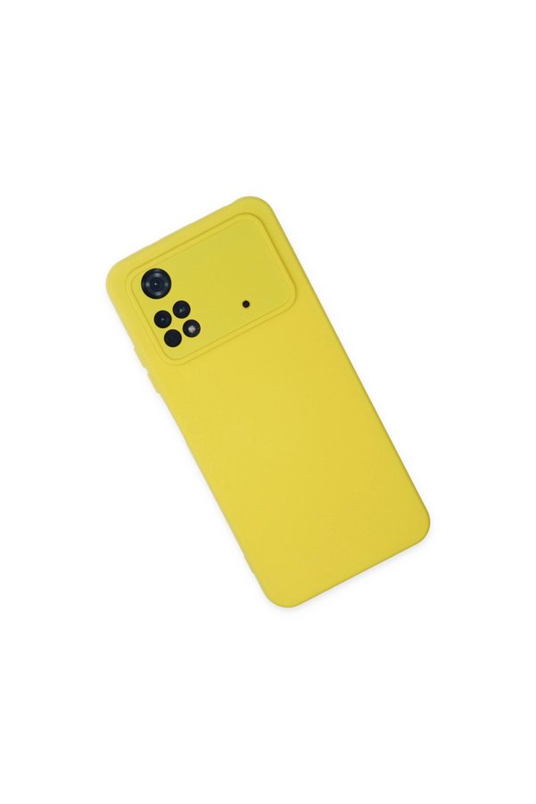 Evimdeyokyok Xiaomi Poco M4 Pro 4G Kılıf Nano İçi Kadife Silikon - Sarı