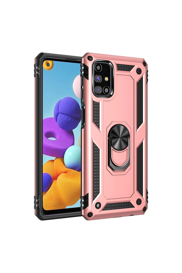 Evimdeyokyok Samsung Galaxy M31S Kılıf Sofya Yüzüklü Silikon Kapak - Rose