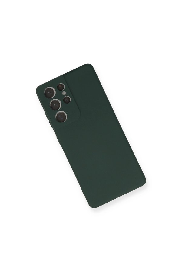 Evimdeyokyok Samsung Galaxy S21 Ultra Kılıf Nano İçi Kadife Silikon - Koyu Yeşil