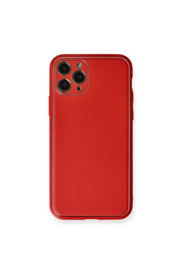 Evimdeyokyok Apple İphone 11 Pro Max Kılıf Coco Deri Silikon Kapak - Kırmızı