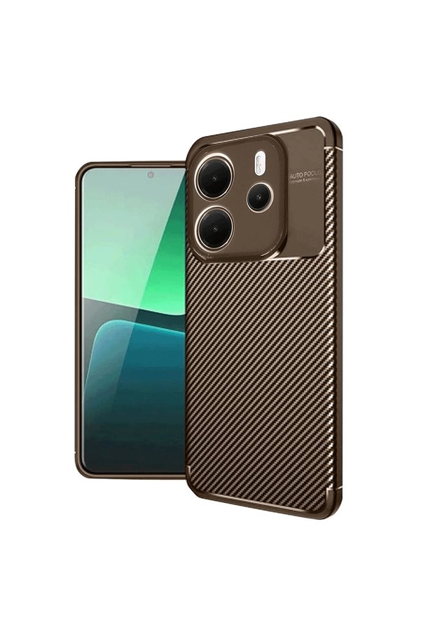 Evimdeyokyok Xiaomi Redmi Note 14 4G Kılıf Auto Focus Karbon Kapak - Kahverengi