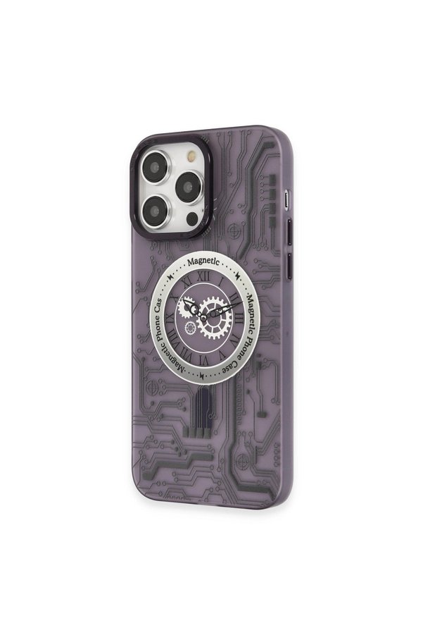 Evi̇mdeyokyok Apple İphone 14 Pro Kılıf Apollo Magneti̇csafe Desenli̇ Kapak - Apollo Mor - 5