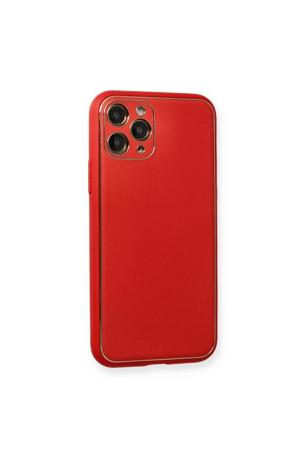 Evimdeyokyok Apple İphone 11 Pro Max Kılıf Coco Deri Silikon Kapak - Kırmızı