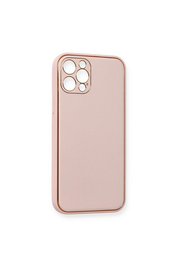 Evimdeyokyok Apple İphone 12 Pro Kılıf Coco Deri Silikon Kapak - Pembe
