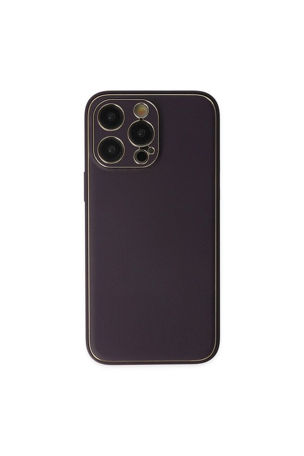 Evimdeyokyok Apple İphone 13 Pro Max Kılıf Coco Deri Silikon Kapak - Derin Mor
