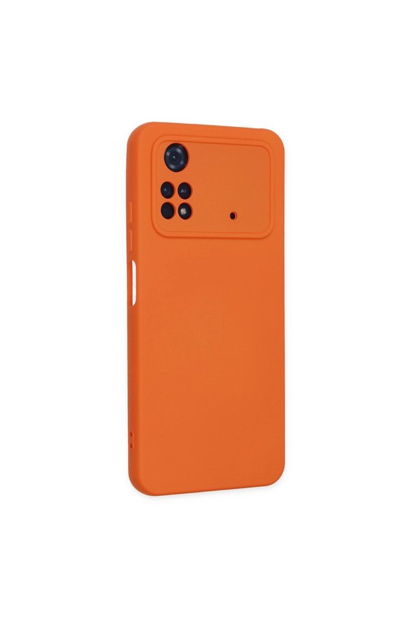 Evimdeyokyok Xiaomi Poco M4 Pro 4G Kılıf Nano İçi Kadife Silikon - Turuncu