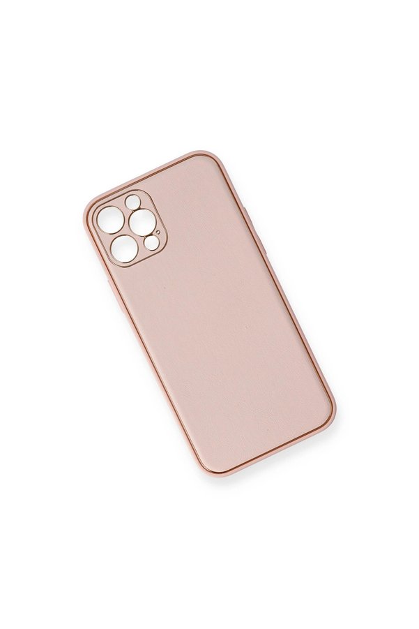 Evimdeyokyok Apple İphone 12 Pro Kılıf Coco Deri Silikon Kapak - Pembe