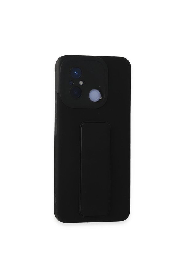 Evimdeyokyok Xiaomi Redmi 12C Kılıf Mega Standlı Silikon - Siyah