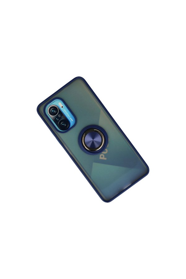 Evi̇mdeyokyok Xi̇aomi̇ Redmi̇ K40 Kılıf Montreal Yüzüklü Si̇li̇kon Kapak - Laci̇vert