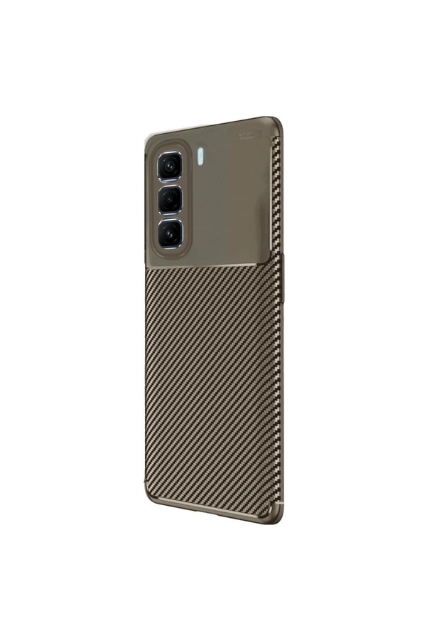Evi̇mdeyokyok İnfi̇ni̇x Hot 50 4G Kılıf Auto Focus Karbon Kapak - Kahverengi̇