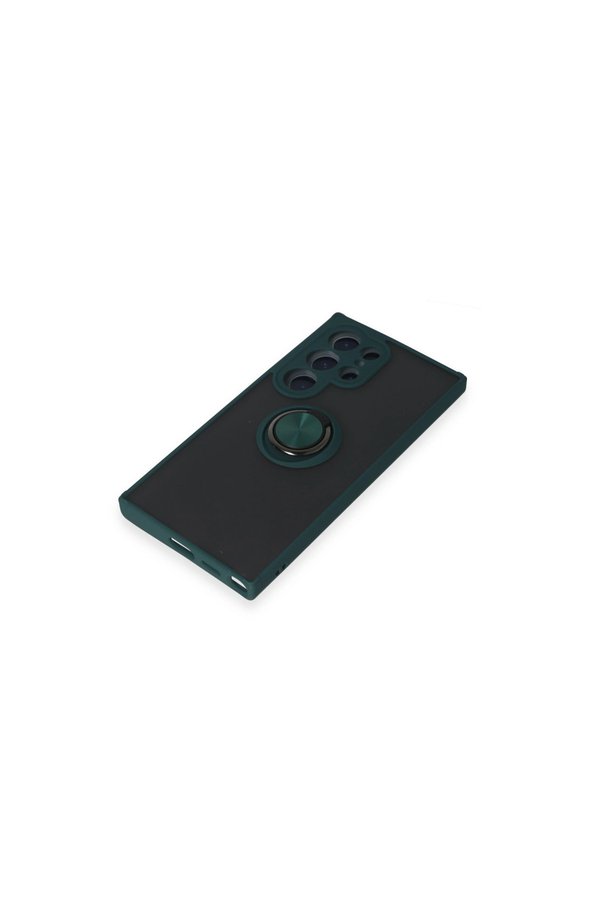 Evi̇mdeyokyok Samsung Galaxy S24 Ultra Kılıf Montreal Yüzüklü Si̇li̇kon Kapak - Yeşi̇l