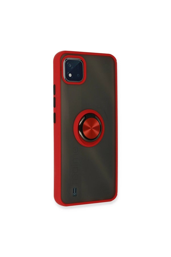 Evi̇mdeyokyok Realme C11 2021 Kılıf Montreal Yüzüklü Si̇li̇kon Kapak - Kırmızı