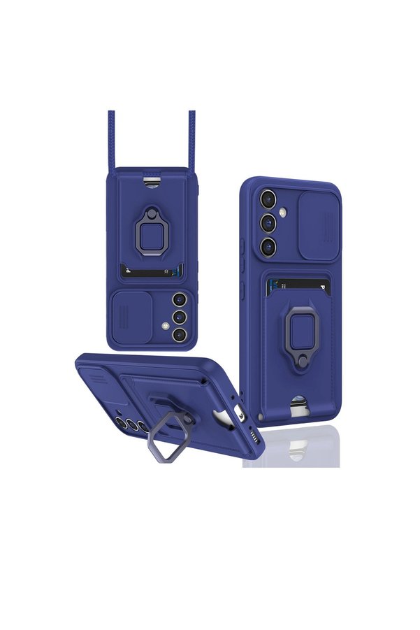 Evimdeyokyok Samsung Galaxy A05S Kılıf Zuma Kartvizitli Yüzüklü Silikon - Lacivert