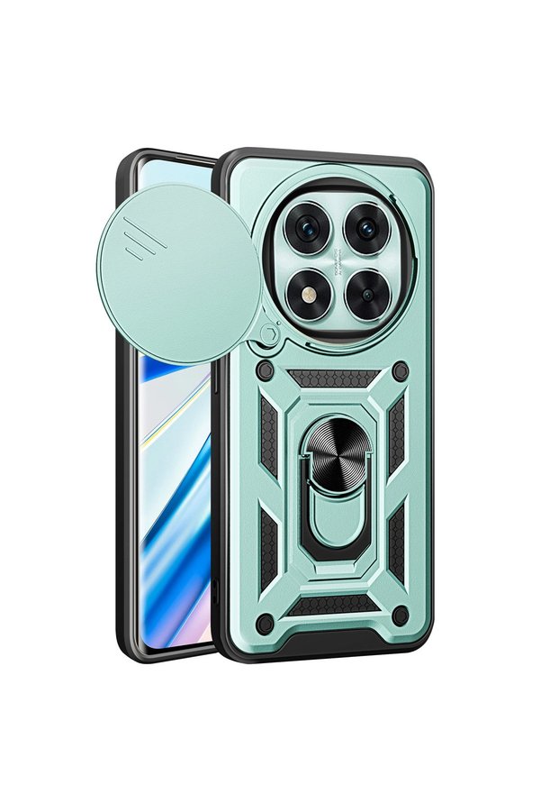 Evimdeyokyok Xiaomi Redmi Note 14 Pro 5G Kılıf Pars Lens Yüzüklü Silikon - Yeşil