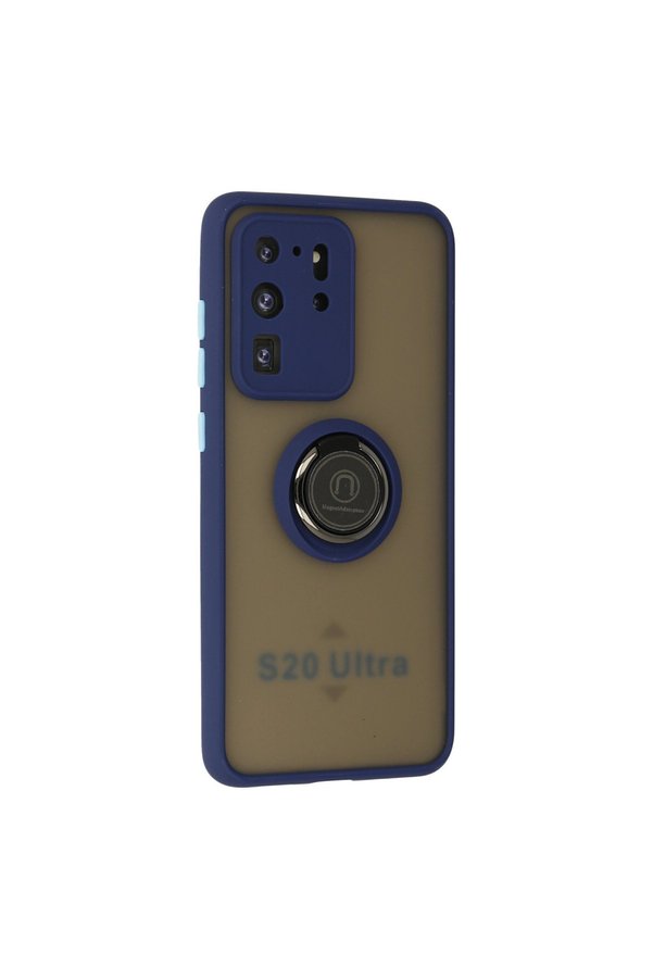 Evimdeyokyok Samsung Galaxy S20 Ultra Kılıf Montreal Yüzüklü Silikon Kapak - Lacivert