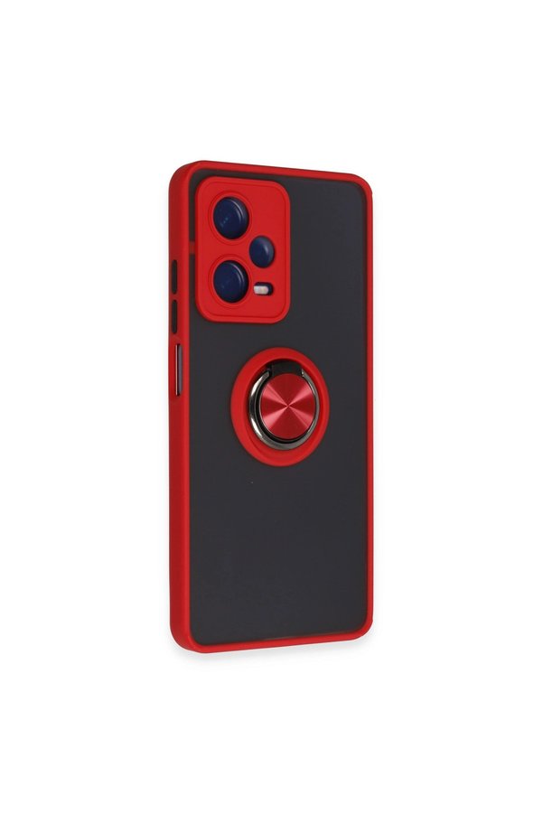 Evimdeyokyok Xiaomi Redmi Note 12 5G Kılıf Montreal Yüzüklü Silikon Kapak - Kırmızı