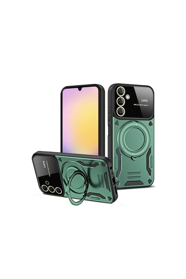 Evimdeyokyok Samsung Galaxy A36 Kılıf Joy Lens Standlı Kapak - Koyu Yeşil