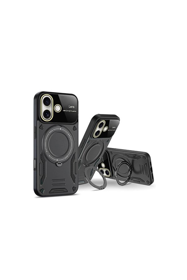 Evimdeyokyok Apple İphone 16 Kılıf Joy Lens Standlı Kapak - Koyu Yeşil