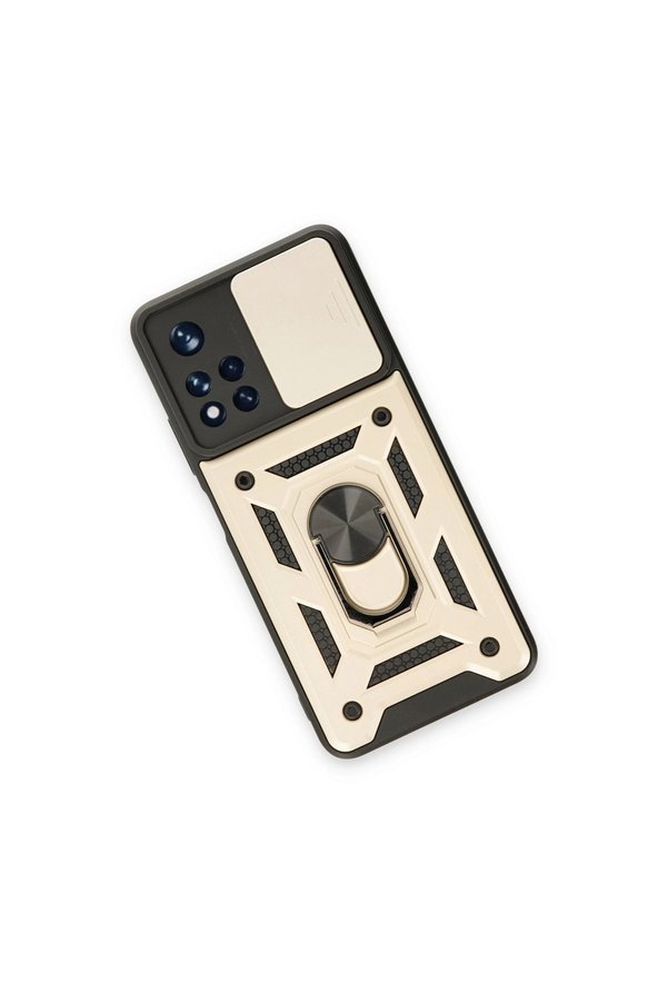 Evimdeyokyok Xiaomi Poco M4 Pro 5G Kılıf Pars Lens Yüzüklü Silikon - Gold