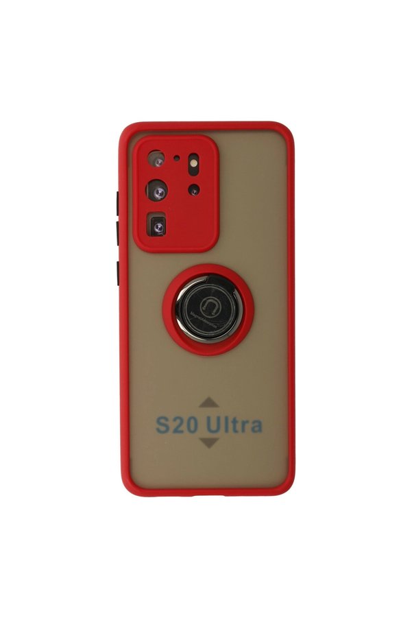 Evimdeyokyok Samsung Galaxy S20 Ultra Kılıf Montreal Yüzüklü Silikon Kapak - Kırmızı