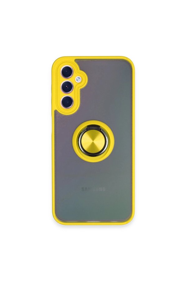 Evimdeyokyok Samsung Galaxy A24 4G Kılıf Montreal Yüzüklü Silikon Kapak - Sarı