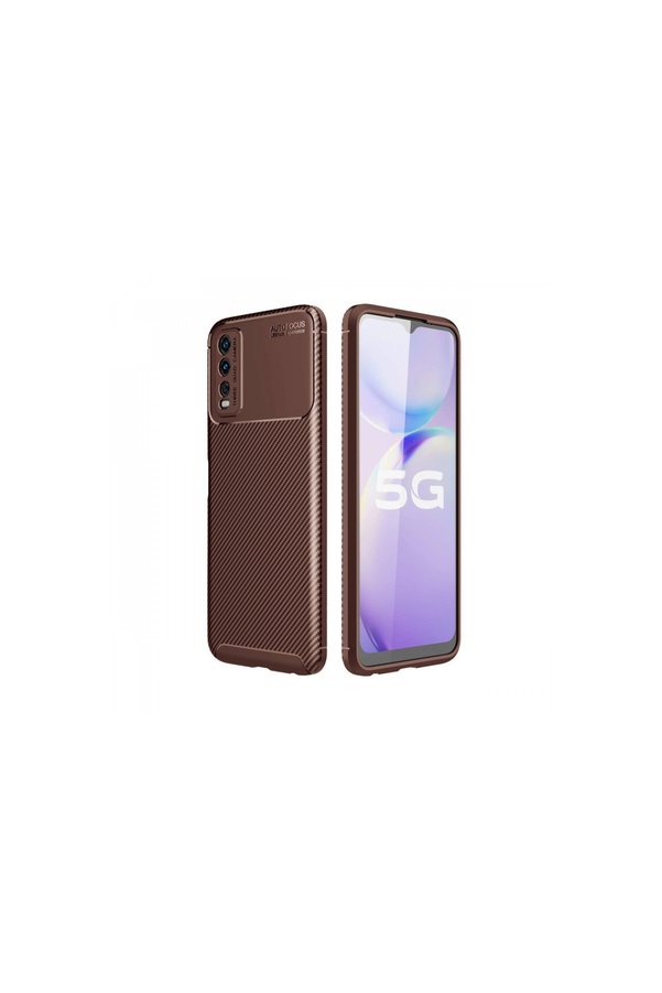 Evimdeyokyok Vivo Y11S Kılıf Auto Focus Karbon Kapak - Kahverengi