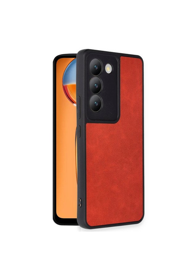 Evi̇mdeyokyok Vi̇vo V30 Li̇te 4G Kılıf Aras Deri̇ Kapak - Kırmızı