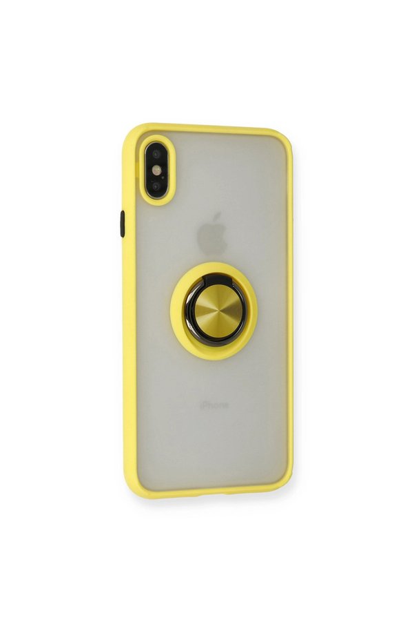 Evimdeyokyok Apple İphone X Kılıf Montreal Yüzüklü Silikon Kapak - Sarı
