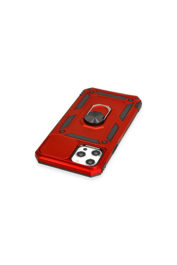 Evimdeyokyok Apple İphone 12 Pro Max Kılıf Pars Lens Yüzüklü Silikon - Kırmızı