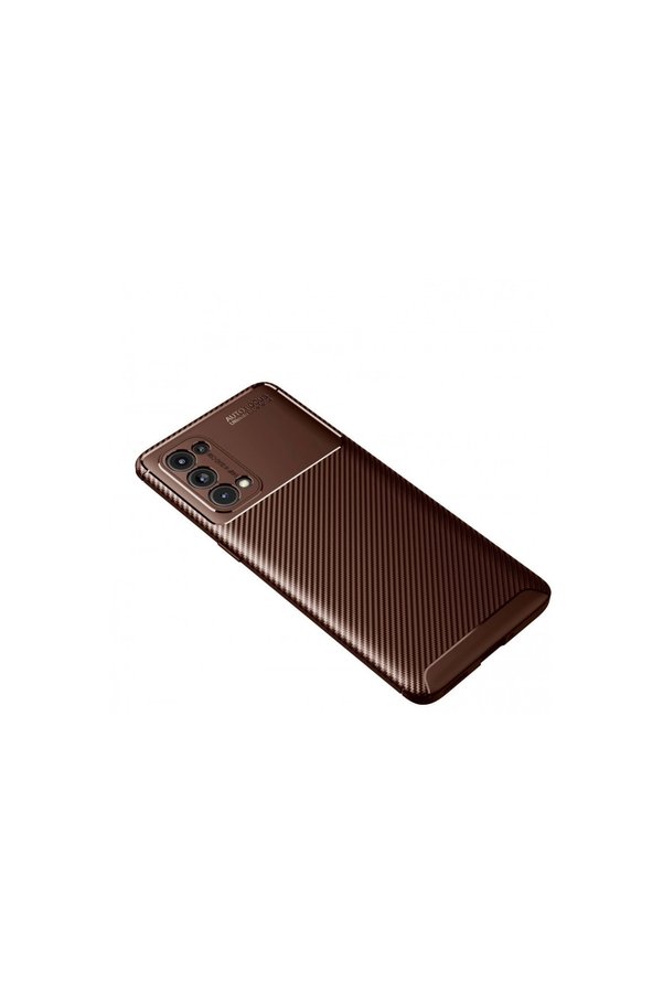 Evimdeyokyok Oppo Reno 5 Pro Kılıf Auto Focus Karbon Kapak - Kahverengi