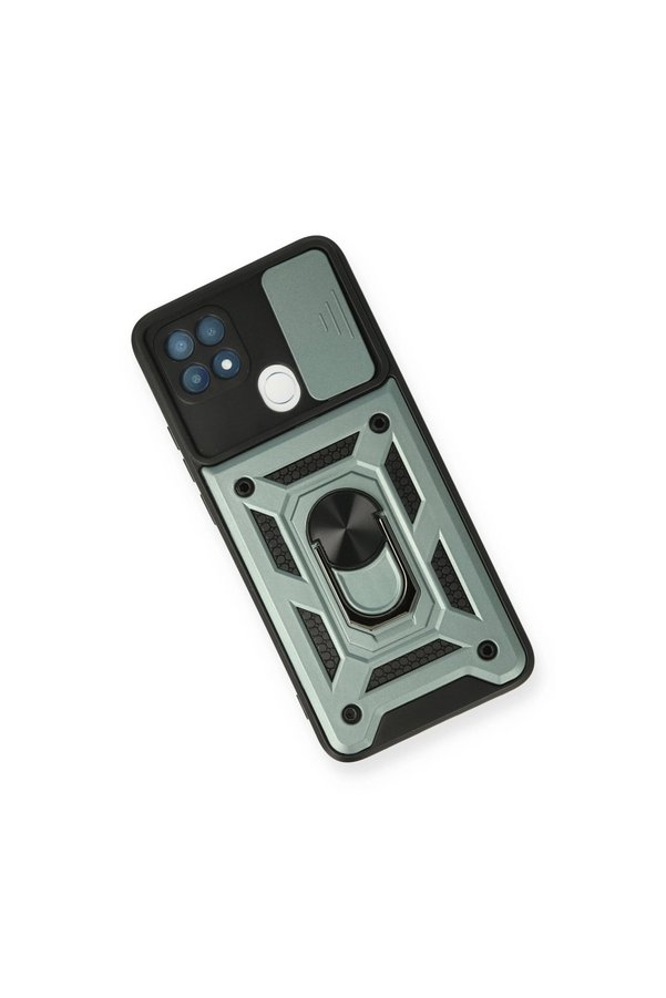 Evimdeyokyok Oppo A15 Kılıf Pars Lens Yüzüklü Silikon - Yeşil