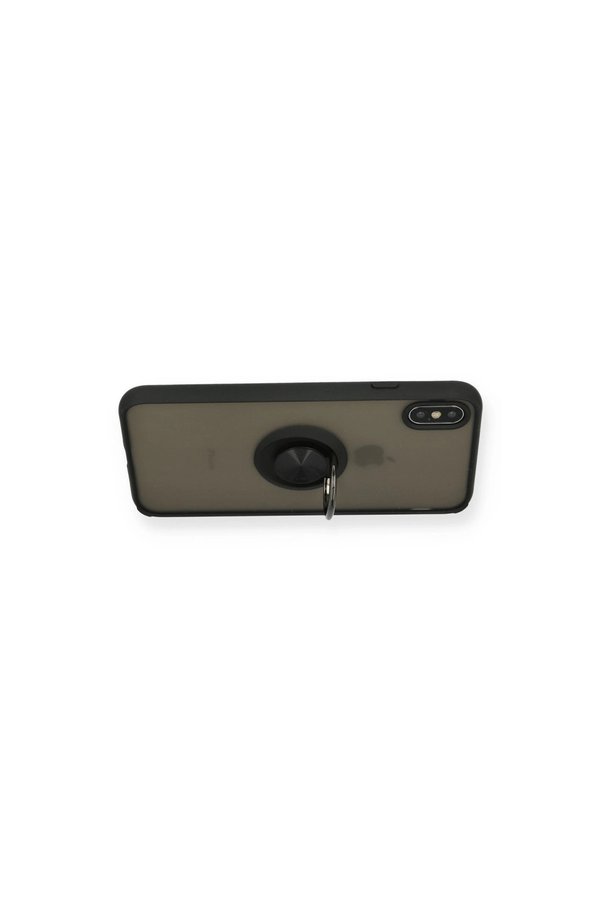 Evimdeyokyok Apple İphone Xs Max Kılıf Montreal Yüzüklü Silikon Kapak - Siyah