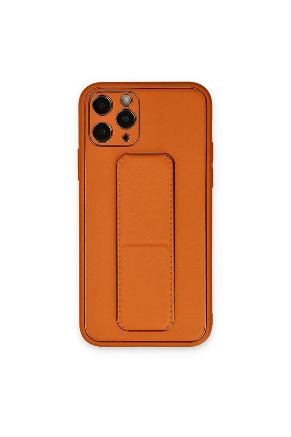 Evimdeyokyok Apple İphone 11 Pro Kılıf Coco Deri Standlı Kapak - Turuncu