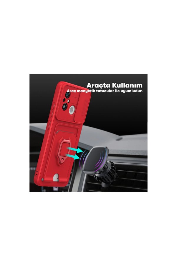 Evimdeyokyok Xiaomi Redmi 12C Kılıf Zuma Kartvizitli Yüzüklü Silikon - Lacivert