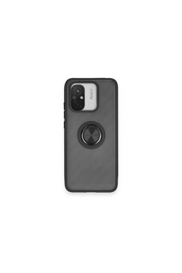 Evimdeyokyok Xiaomi Redmi 12C Kılıf Montreal Yüzüklü Silikon Kapak - Siyah