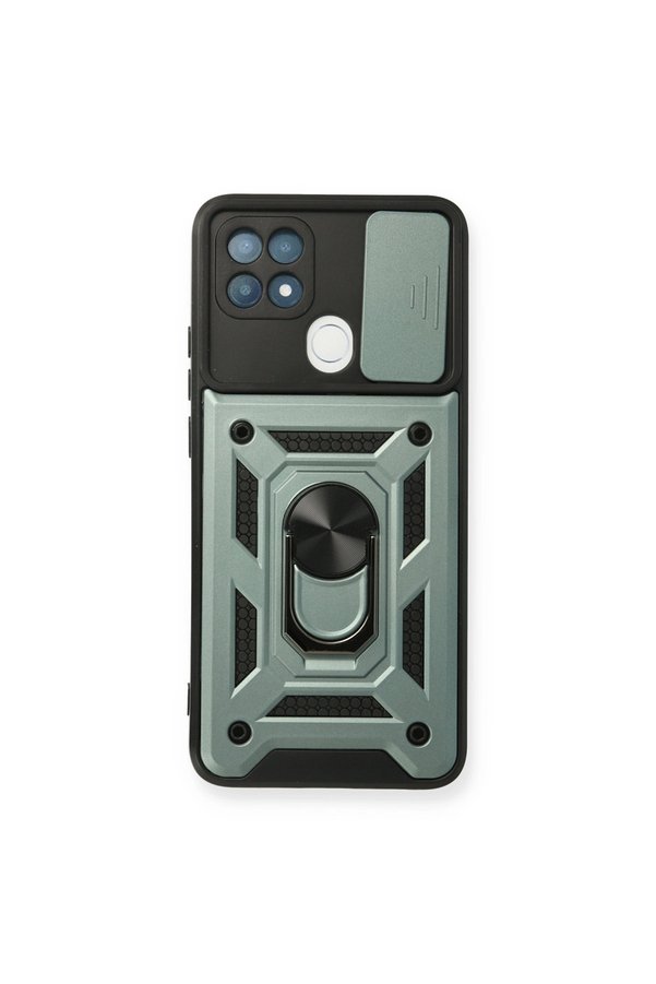 Evimdeyokyok Oppo A15 Kılıf Pars Lens Yüzüklü Silikon - Yeşil